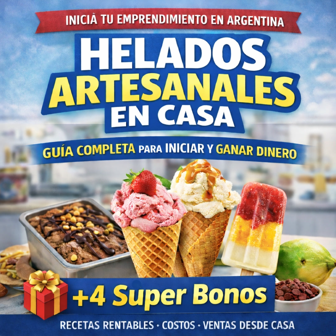Emprende con helados artesanales + 4 bonos: Ganá +$700.000 al mes
